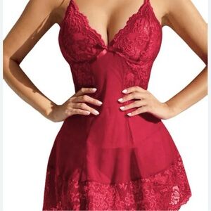 NWOT Chic Red Lace Chemise
